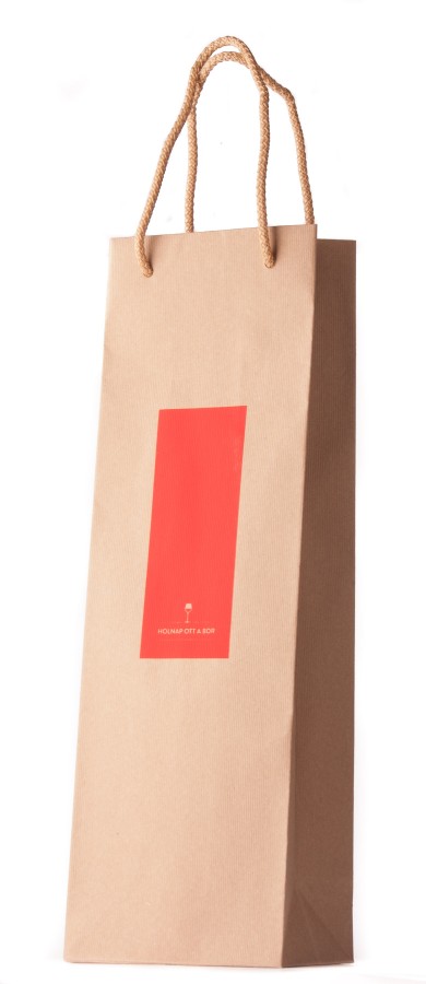 Natúr kraft zsinórfüles papír italtasak (logózott)